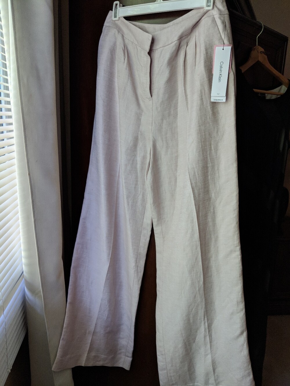 Calvin Klein Women's Light Cream Wide-Leg Linen Pants